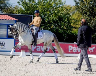 Juan Manuel Galeano con Solano de Centurion at the final Spanish WCYH selection trial in 2020. Trainer Miguel Jordá replaced Bert Rutten, who did not travel to Spain because of corona :: Photo © Lily Forado