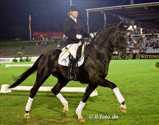 Isabell Werth presenting Feedback at the stallion show in Verden in 2013 :: Photo © LL-foto