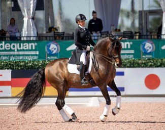 Amina Sade and Fiti Al performing during USPRE Week at the Global Dressage Festival :: Photo © Lily Forado