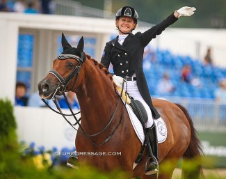 Julie Brougham and Vom Feinsten at the 2018 World Equestrian Games :: Photo © Astrid Appels