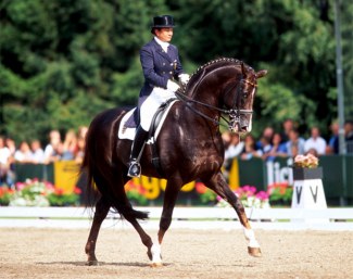 Karin Rehnbein and the legendary stallion Donnerhal :: Photo © Grand Prix Sales