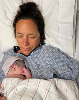 Allison Brock with her newborn baby Noah Anthony Siegbert