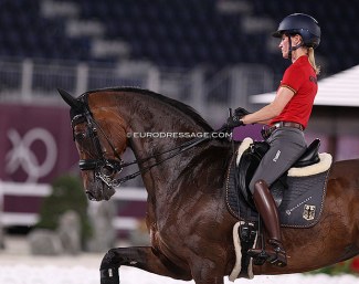 Helen Langehanenberg schooling Annabelle at the 2021 Olympic Games :: Photo © Astrid Appels
