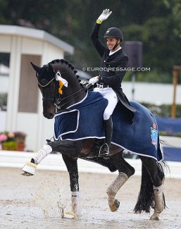 Andreas Helgstrand and Jovian won the 7-year old preliminary test at the 2021 World Young Horse Championships in Verden :: Photo © Astrid Appels