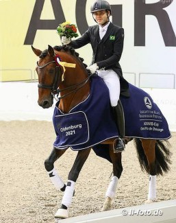Joao Marcari Oliva and HorseCampline's Escorial at the 2021 CDI Oldenburg :: Photo © LL-foto