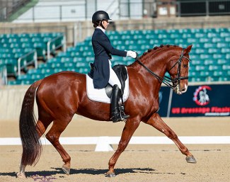 Mariah Crumbaker on Baronchelli (by Oscar x Cabochon) at the 2021 USDF Dressage Finals :: Photo © Sue Stickle