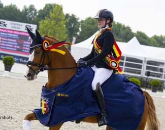 Helena Theeuwes and Matteo win gold in the FEI pony division at the 2024 Belgian Dressage Championships in Lier :: Photos © Digishots