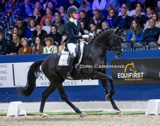 Dinja van Liere and Nashville Star in the 2023 KWPN Stallion Competition Finals in Den Bosch :: Photo © Dirk Caremans