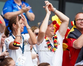Carmen de Bondt and Jeroen Devroe at the opening ceremony of the 2018 World Equestrian Games :: Photo © Dirk Caremans