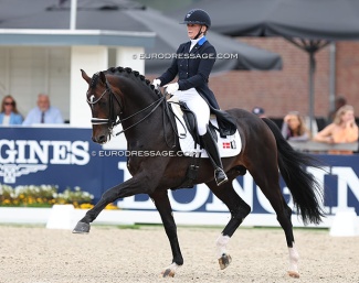 Nanna Skodborg Merrald and Blue Hors Santiano at the 2024 World Young Horse Championships :: Photo © Astrid Appels