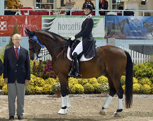Jessica Jo Tate and Faberge win the Grand Prix for Kur at the 2018 CDI-W Devon :: Photo © Hoof Print Images