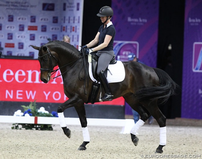 Sabine Schut-Kery and Hello Halli in the Isabell Werth demo at the 2017 World Cup Finals in Omaha :: Photo © Astrid Appels