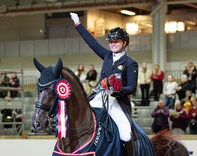 Ellen Birgitte Farbrot and Red Rebel win two out of three small tour classes at the 2019 CDI Lillestrom :: Photo © Rebecca Ballestad-Mender