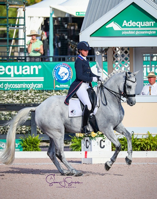 Adrienne Lyle and Harmony's Duval at the 2019 CDI-W Wellington :: Photo © Sue Stickle