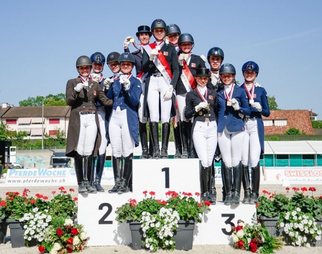 The podium at the 2019 Swiss Dressage Championships in Basel :: Photo © Stuppia 