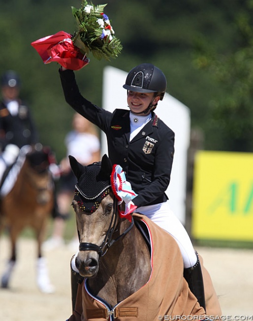Johanna Kullmann and Champ of Class win the pony team test at the 2019 CDI Leudelange :: Photo © Astrid Appels