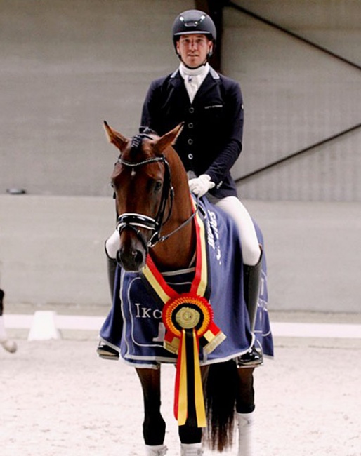 Nils Debo and Jack Daniels N are the 4-year old champions at the 2019 Belgian Young Horse Championships :: Photo © Temps des Poses