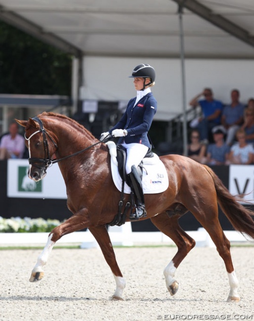 Juliane Burfeind and Ibiza at the 2018 World Young Horse Championships :: Photo © Astrid Appels