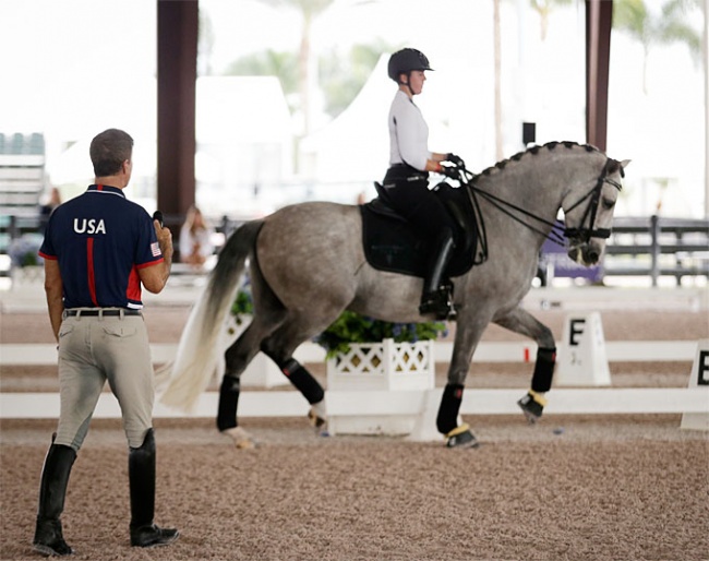 Robert Dover instructs Kerrigan Gluch during the 2019 Robert Dover Horsemastership Clinic Week :: Photo © Taylor Pence