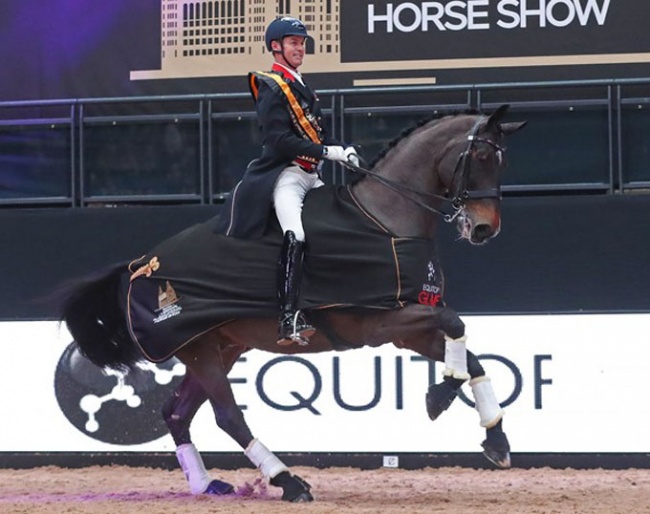 Carl Hester and Nip Tuck win the Freestyle invitational at the 2019 Liverpool International Horse Show