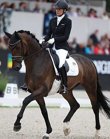 Jessica Michel-Botton and Don Vito de Hus at the 2019 World Young Horse Championships :: Photo © Astrid Appels