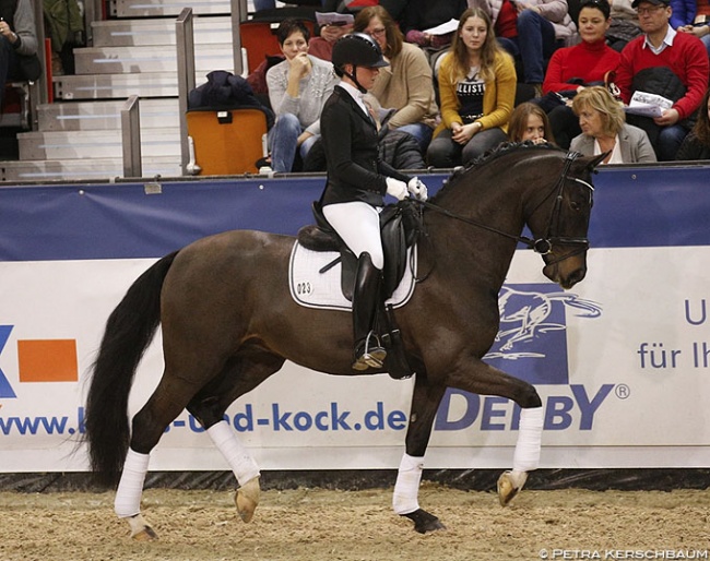Isabell Werth's assistant rider Lisa Wernitznig and Dodo Weihgand at the 2020 K+K Cup Stallion Show in Munster :: Photo © Petra Kerschbaum