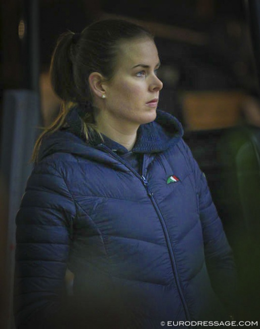 Jorinde Verwimp coaching a student at the 2020 CDI Lier :: Photo © Astrid Appels