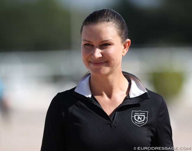 Adrienne Lyle at the horse inspection at the 2020 CDI 5* Wellington :: Photo © Astrid Appels