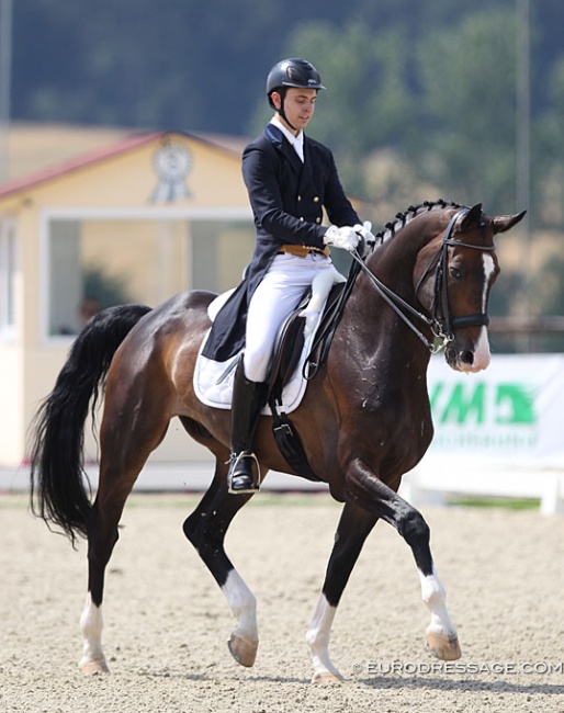 Russian Young Rider Nikita Surjenko competing Flor d'Accord at the 2020 CDI Hagen in Germany on 17 - 19 July 2020