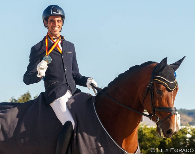 Carlos Bayo and Let it go (by Tiesto) win the 4-year old division at the 2020 Spanish Young Horse Championships :: Photo © Lily Forado