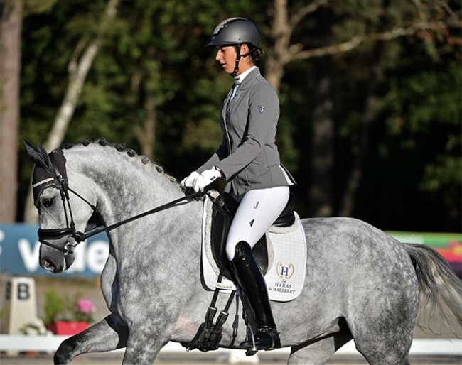 Pauline Guillem and Barcelona de Malleret at the 2020 French Young Horse Championships in Fontainebleau