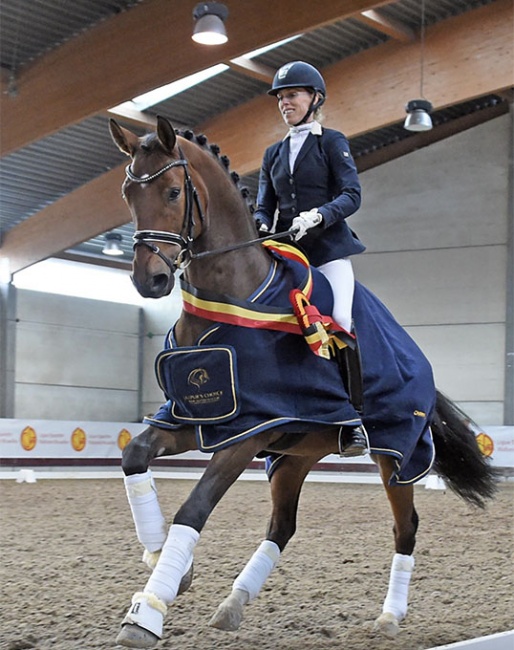 German Andrea Müller-Kersten and the Belgian owned Belaggio were triple Belgian Young Horse Champions in 2016, 2017 and 2018 in Gesves :: Photo © Nathalie Geerlandt