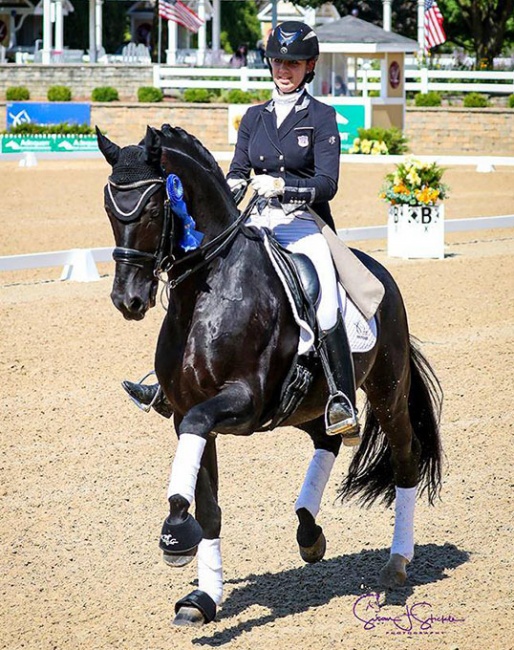Katherine Mathews and Soliere, the 2010 World Young Horse Championship silver medal winner, at the 2020 U.S. Young Riders Championships :: Photo © Sue Stickle