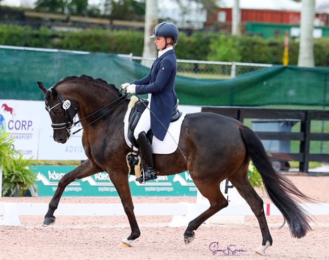 Pia Fortmuller and Frieda win the national show series for Developing PSG Horses in Wellington :: Photo © Sue Stickle