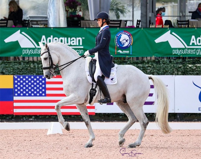 Adrienne Lyle and Harmony's Duval at the 2021 CDI-W Wellington :: Photo © Sue Stickle