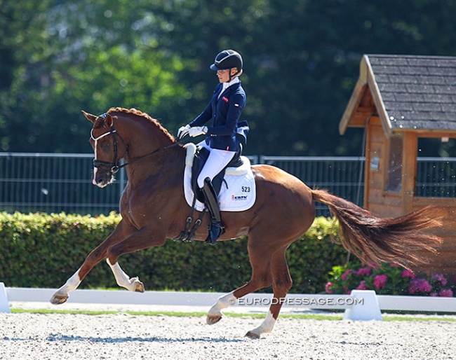Juliane Brunkhorst and Ibiza at the 2018 World Young Horse Championships :: Photo © Astrid Appels