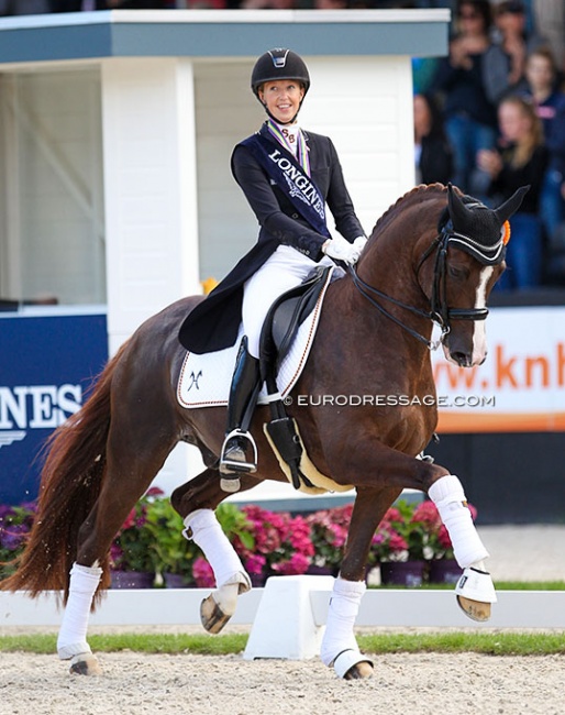 Kirsten Brouwer and Sultan des Paluds at the 2017 World Young Horse Championships :: Photo © Astrid Appels