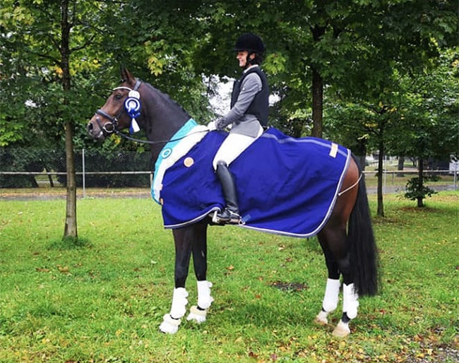 Kathrin Roida and Franz Jakob win the 3/4-year old stallion class at the 2020 Bavarian Regional Championships :: Photo © private