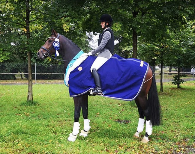 Kathrin Roida and Franz Jakob win the 3/4-year old stallion class at the 2020 Bavarian Regional Championships :: Photo © private