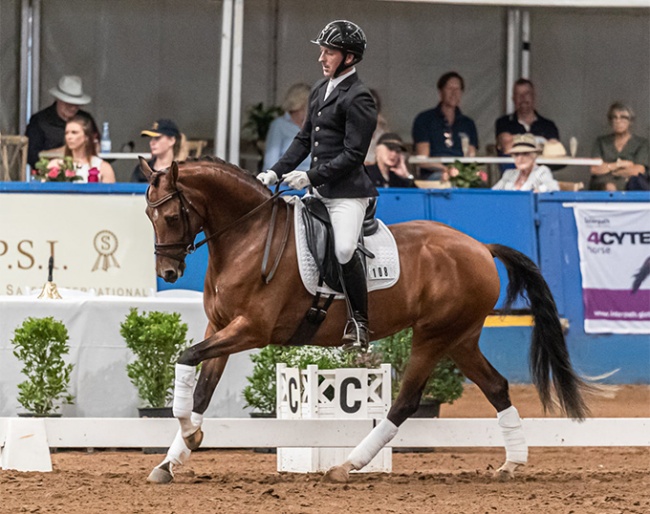 Justin Worthy and Tamlyn Farm Calamity Jane win the 4-year old division and Champion of Champions' title at the 2021 Australian Young Pony Championships in Werribee :: Photo © Simon Scully