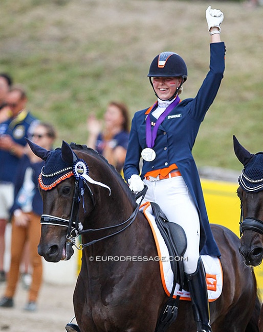 Team silver for Diana van de Bovenkamp and Evita Ronia at the 2018 European Young Riders Championships :: Photo © Astrid Appels