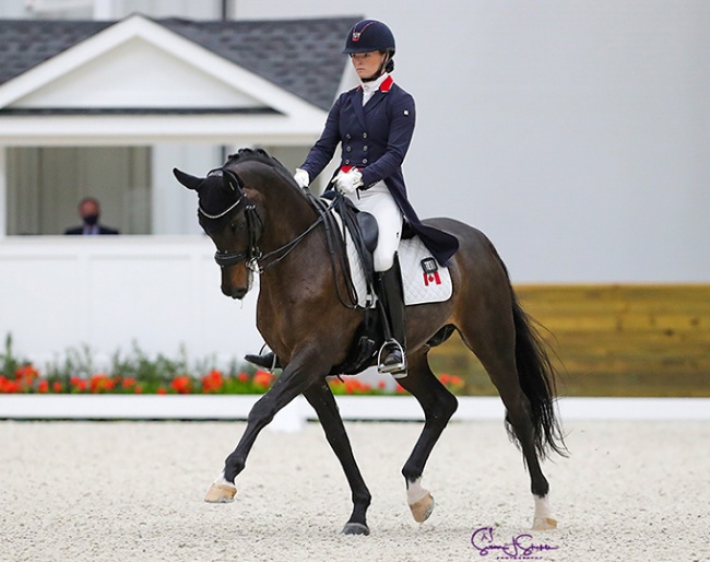 Lindsay Kellock and Sebastien competing at the 2021 CDI Ocala, the inaugural international dressage competition hosted at the brand new  World Equestrian Center :: Photo © Sue Stickle