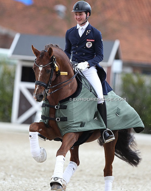 Happy faces all around as international competition resumes in Europe this spring. Paul Jöbstl and Bodyguard won the junior tests :: Photo © Astrid Appels