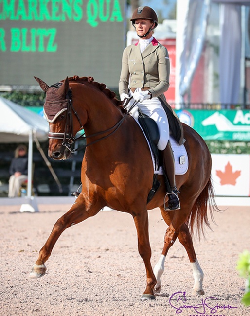Heather Blitz and Praestemarkens Quatero sweeping the small tour at the 2018 Global Dressage Festival in Wellington :: Photo © Sue Stickle