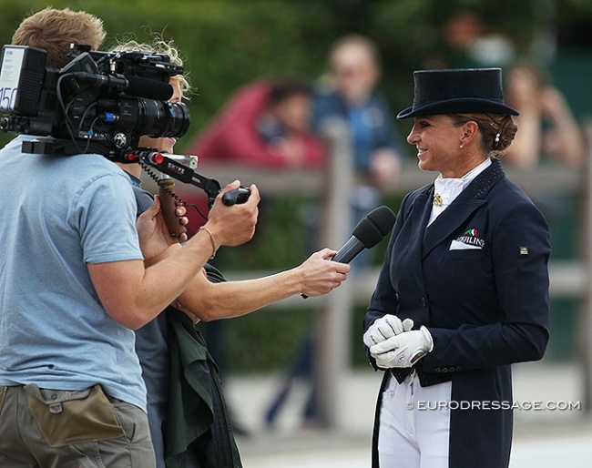 Dorothee Schneider getting interviewed by German television at the 2019 CDIO Aachen :: Photo © Astrid Appels