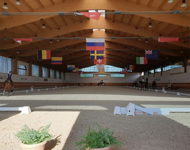 The indoor arena at the Malaspina equestrian centre for the 2021 CDI Ornago :: Photo © C. Jawurek