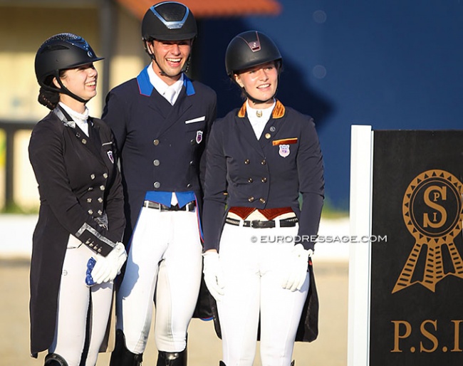 Melanie Doughty, Christian Simonson and Katherine Mathews finish third in the CDIO-YR Nations up in Hagen :: Photo © Astrid Appels