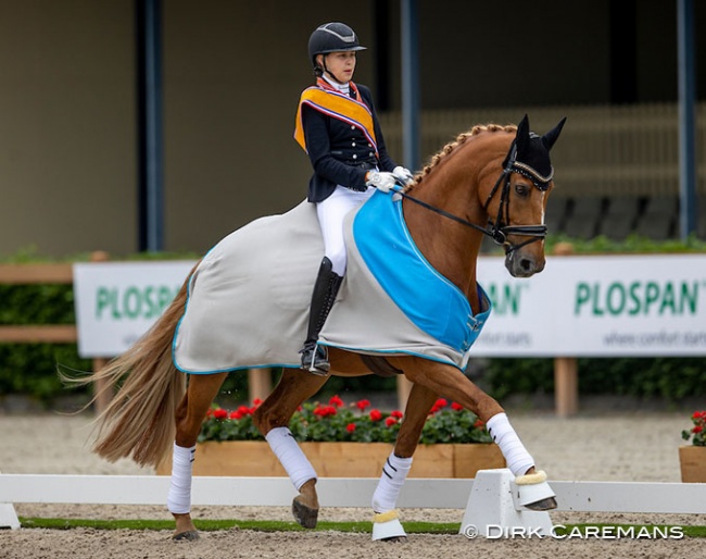 Kyra Jonkers and Eyecatcher win the Children's title at the 2021 Dutch Dressage Championships :: Photo © Dirk Caremans