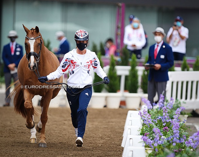 Charlotte Dujardin and Gio at the horse inspection for the 2021 Olympic Games in Tokyo :: Photo © Astrid Appels