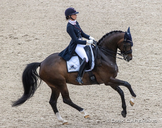 Dinja van Liere, here riding her second GP horse Haute Couture, at the second and last Dutch Olympic team selection trial in Rotterdam :: Photo © Astrid Appels